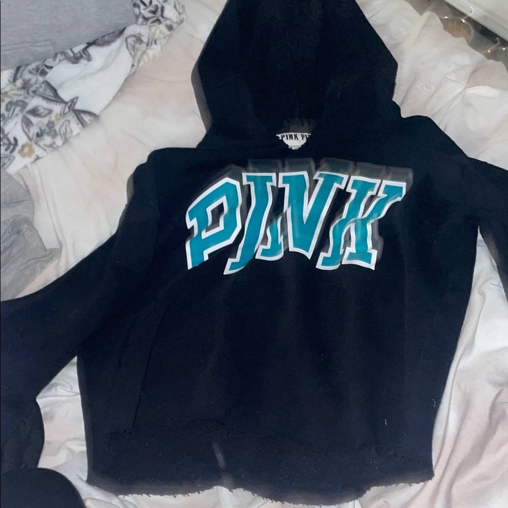Black Hoodie with Teal PINK Logo